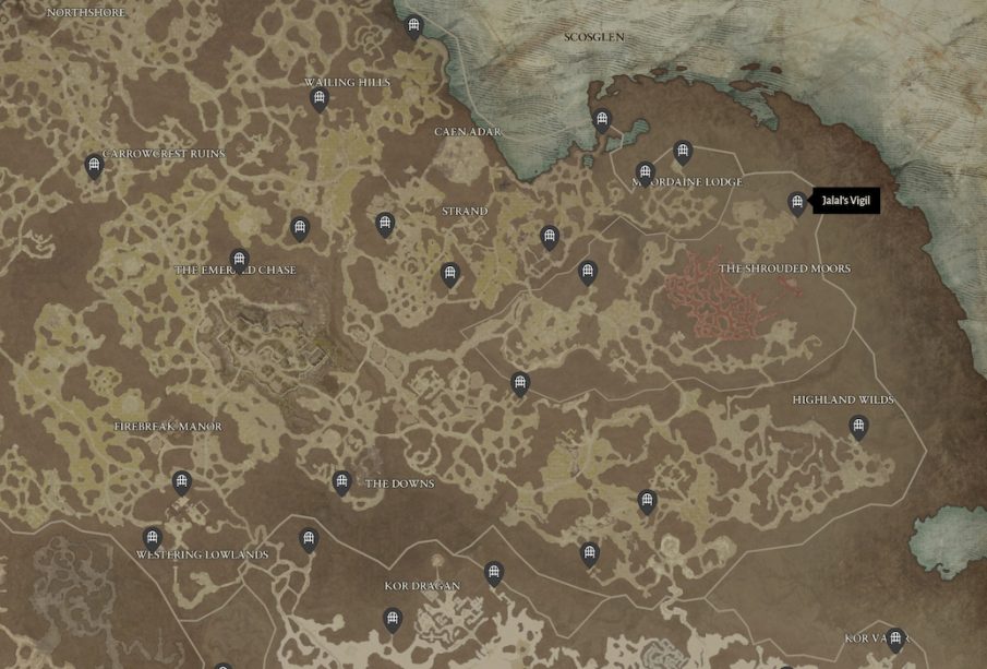 Diablo 4 Map With Jala's Vigil Selected(1)