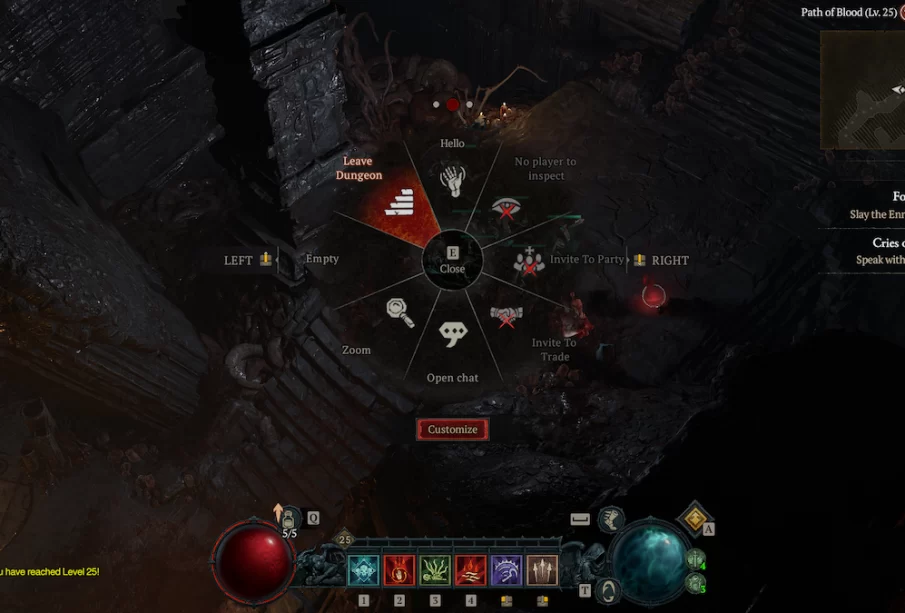 Diablo 4 Player Using Leave Dungeon To Leave