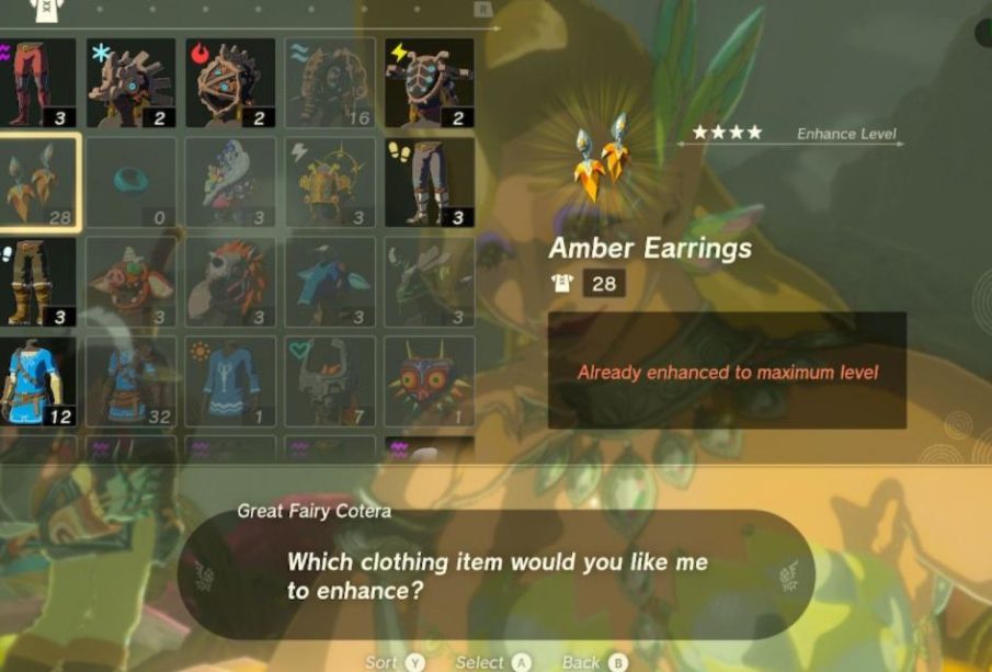 loz totk amber earrings upgrade great fairy