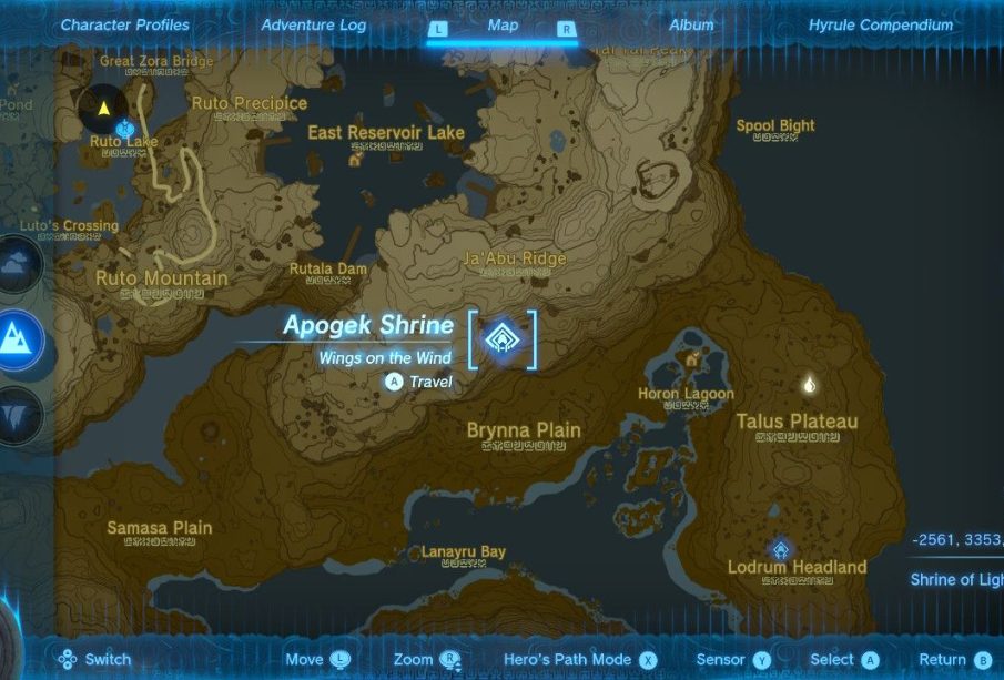 Apogek Shrine map location in The Legend of Zelda: Tears of the Kingdom