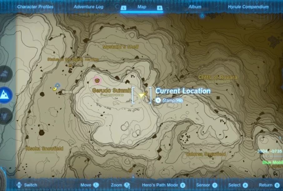 Totk Mystathis Shelf Cave Location Map